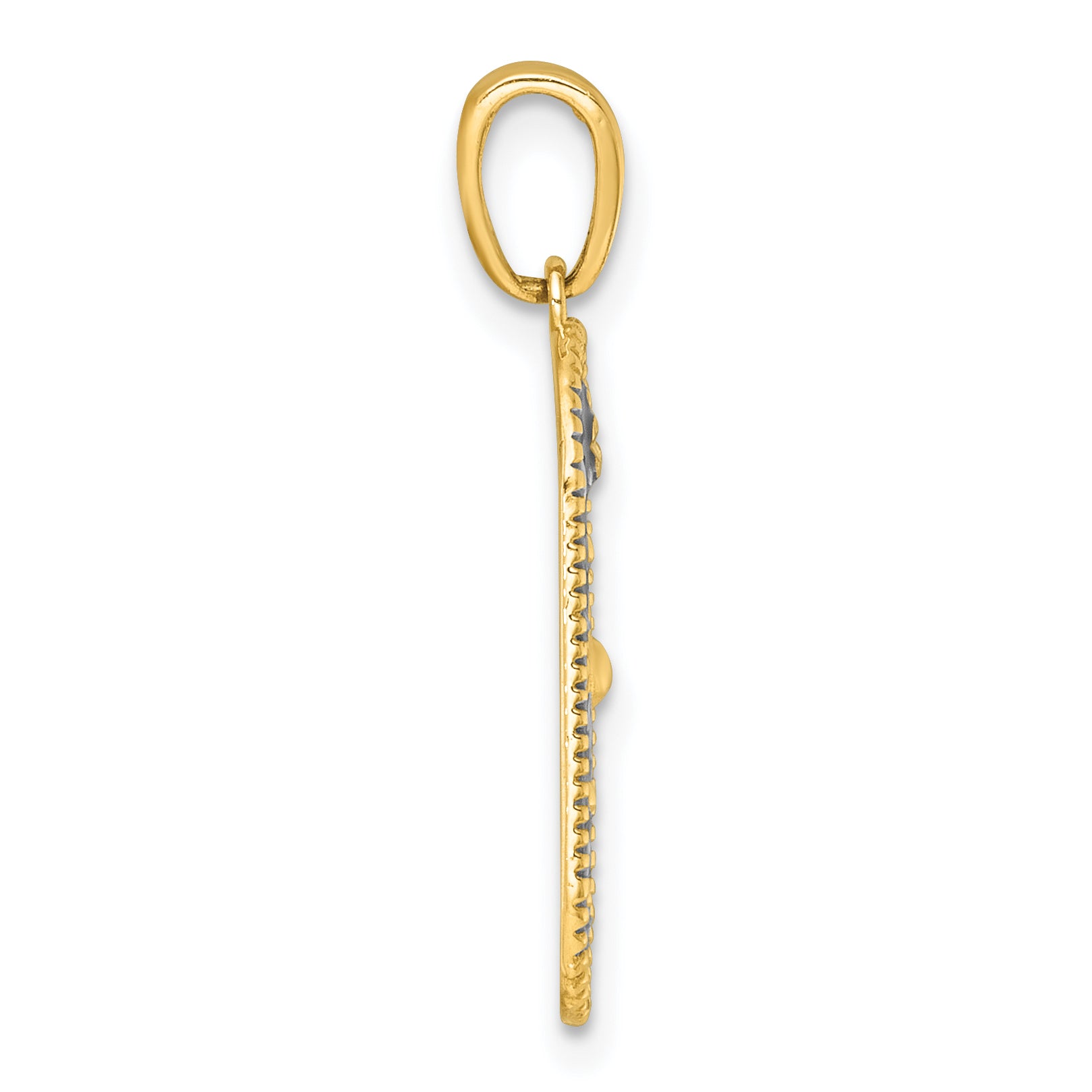 14k with White Rhodium Polished Blue Enamel Sun Moon and Stars Charm Secondary image