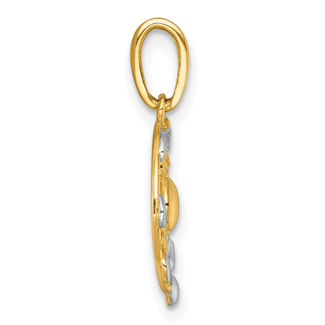 14k with White Rhodium Polished Sun With Moon Cycle Charm Secondary image