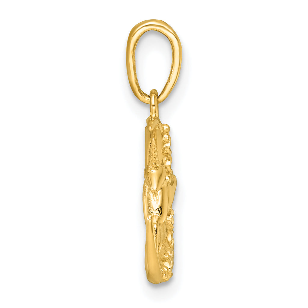 14k with White Rhodium Polished Unicorn In Moon Charm