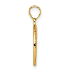 14k Polished Heart Evil Eye And Horse Shoe In Circle Pendant