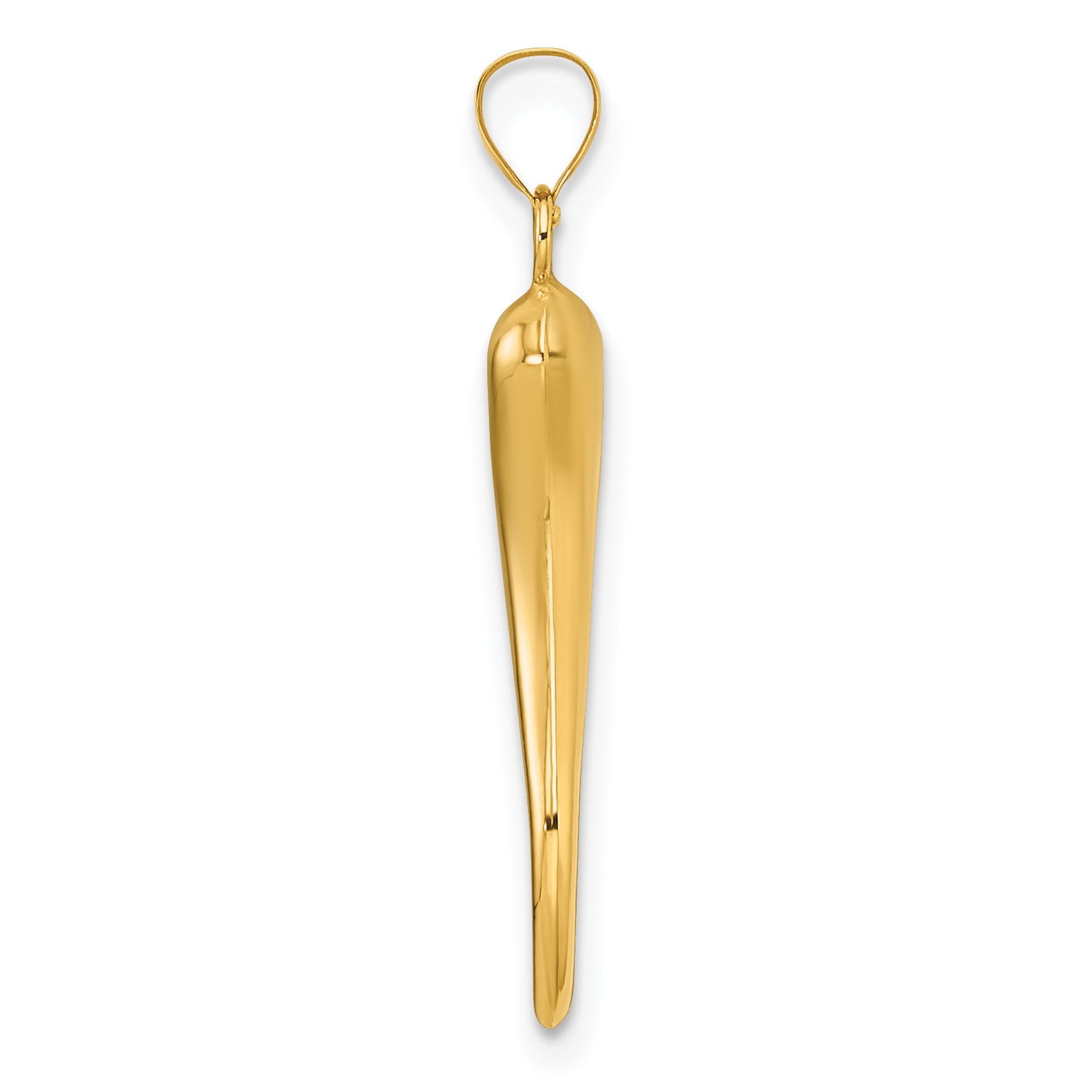 14k Polished Hollow 3D Italian Horn Pendant
