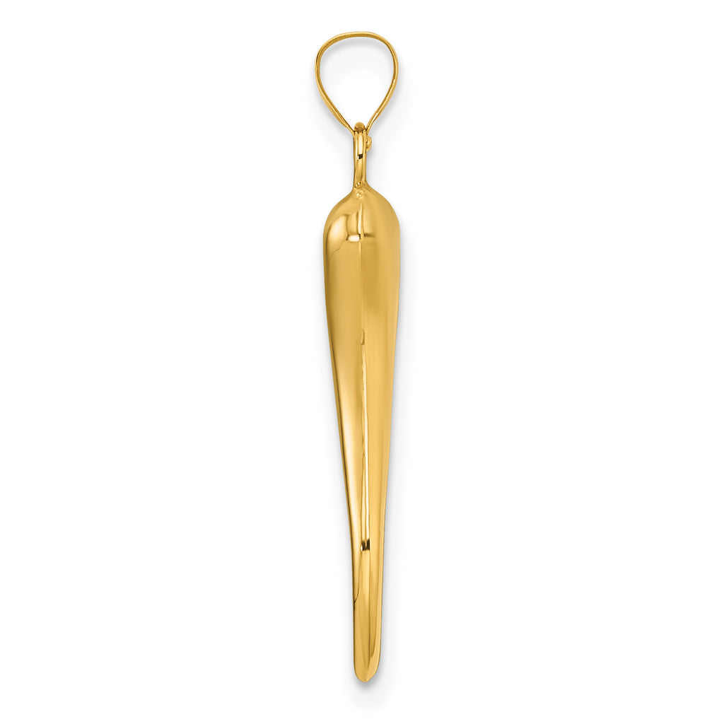 14k Polished Hollow 3D Italian Horn Pendant