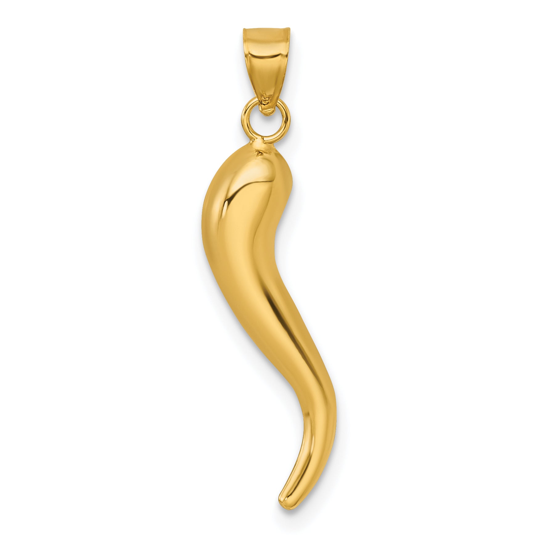 14k Polished Hollow 3D Italian Horn Pendant