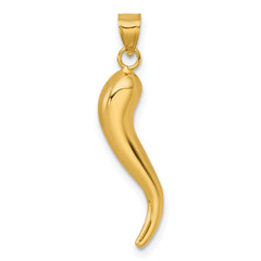 14k Polished Hollow 3D Italian Horn Pendant