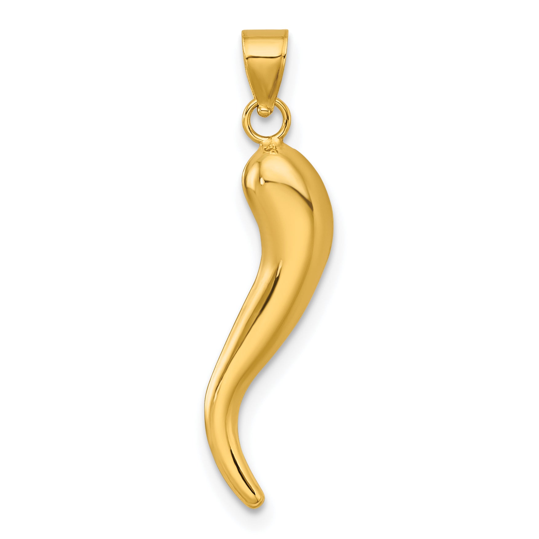 14k Polished Hollow 3D Italian Horn Pendant