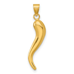 14k Polished Hollow 3D Italian Horn Pendant