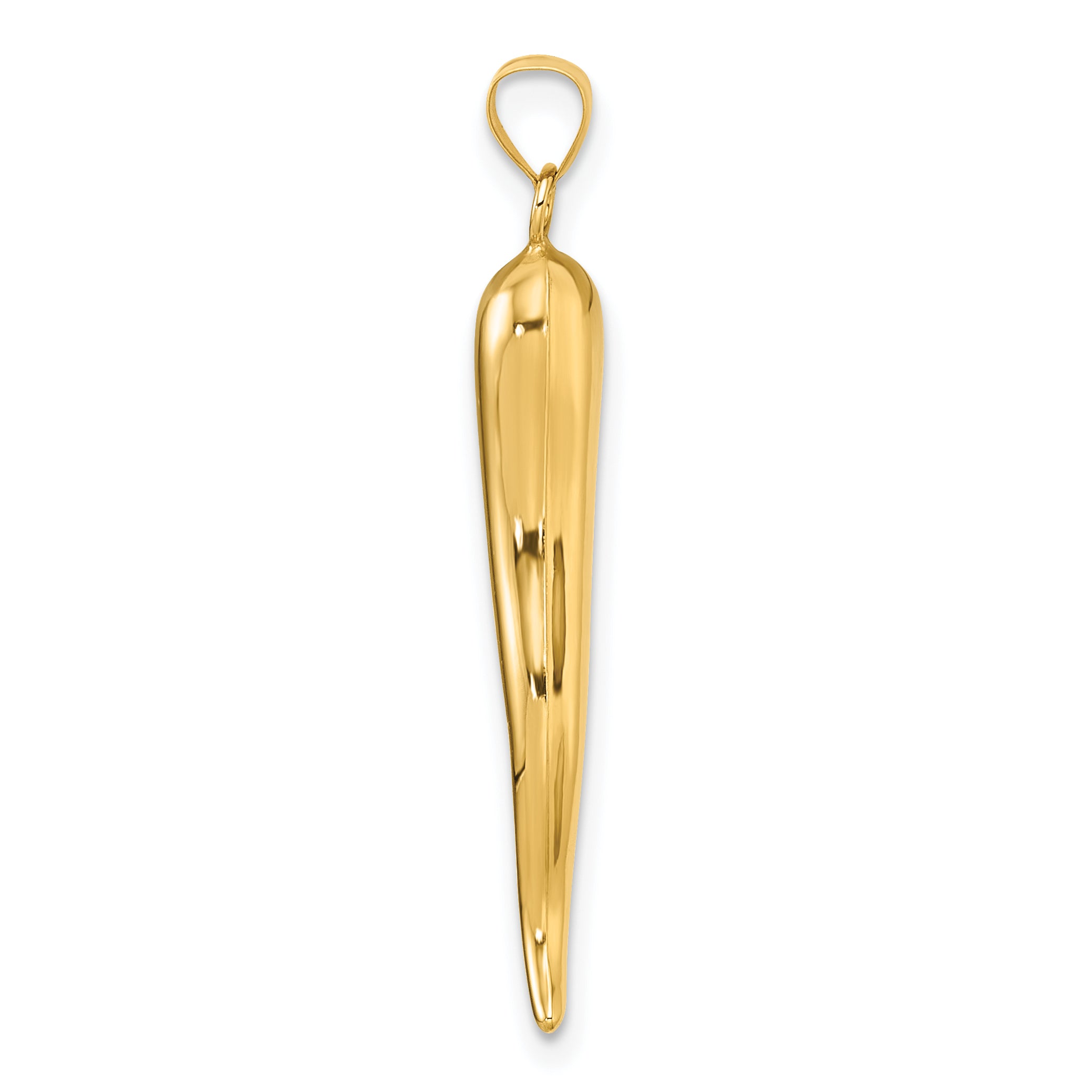 14k Polished Hollow 3D Italian Horn Pendant Secondary image