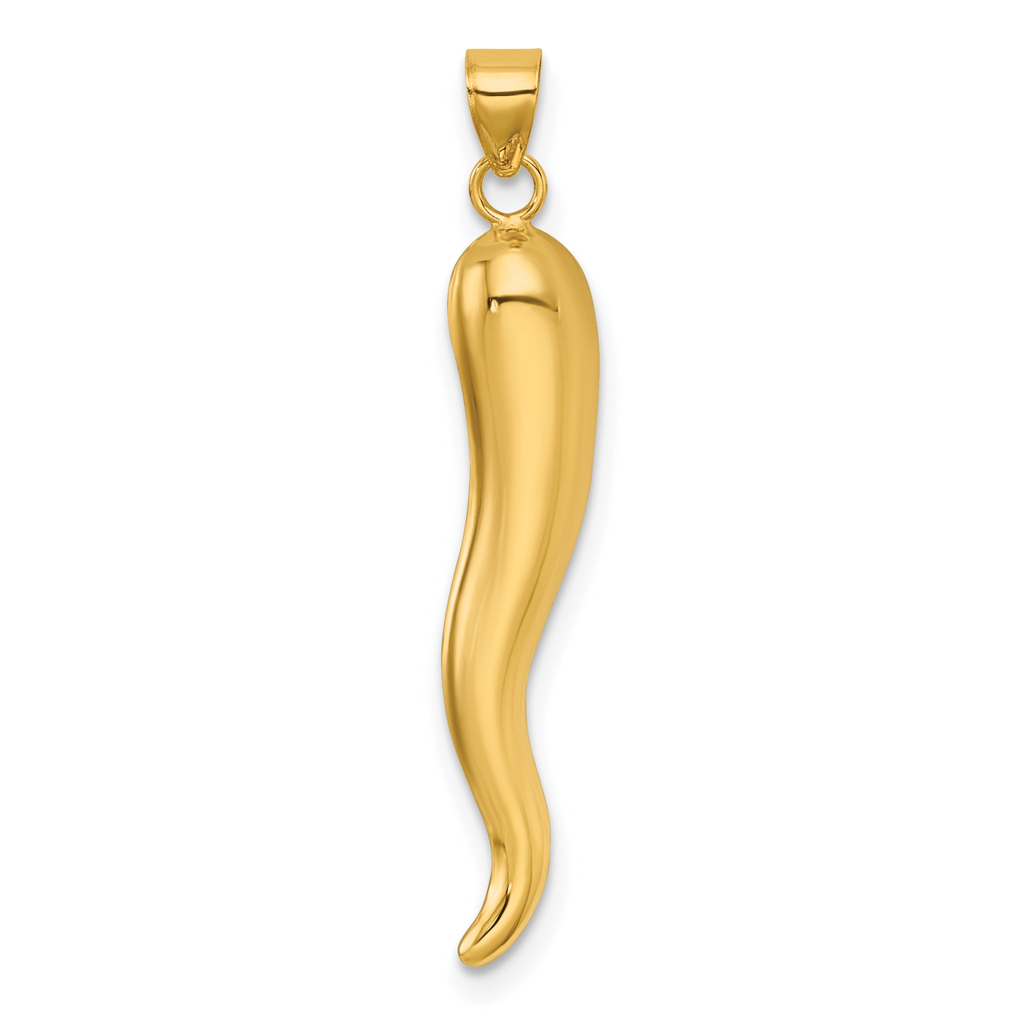 14k Polished Hollow 3D Italian Horn Pendant