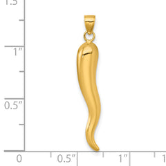 14k Polished Hollow 3D Italian Horn Pendant