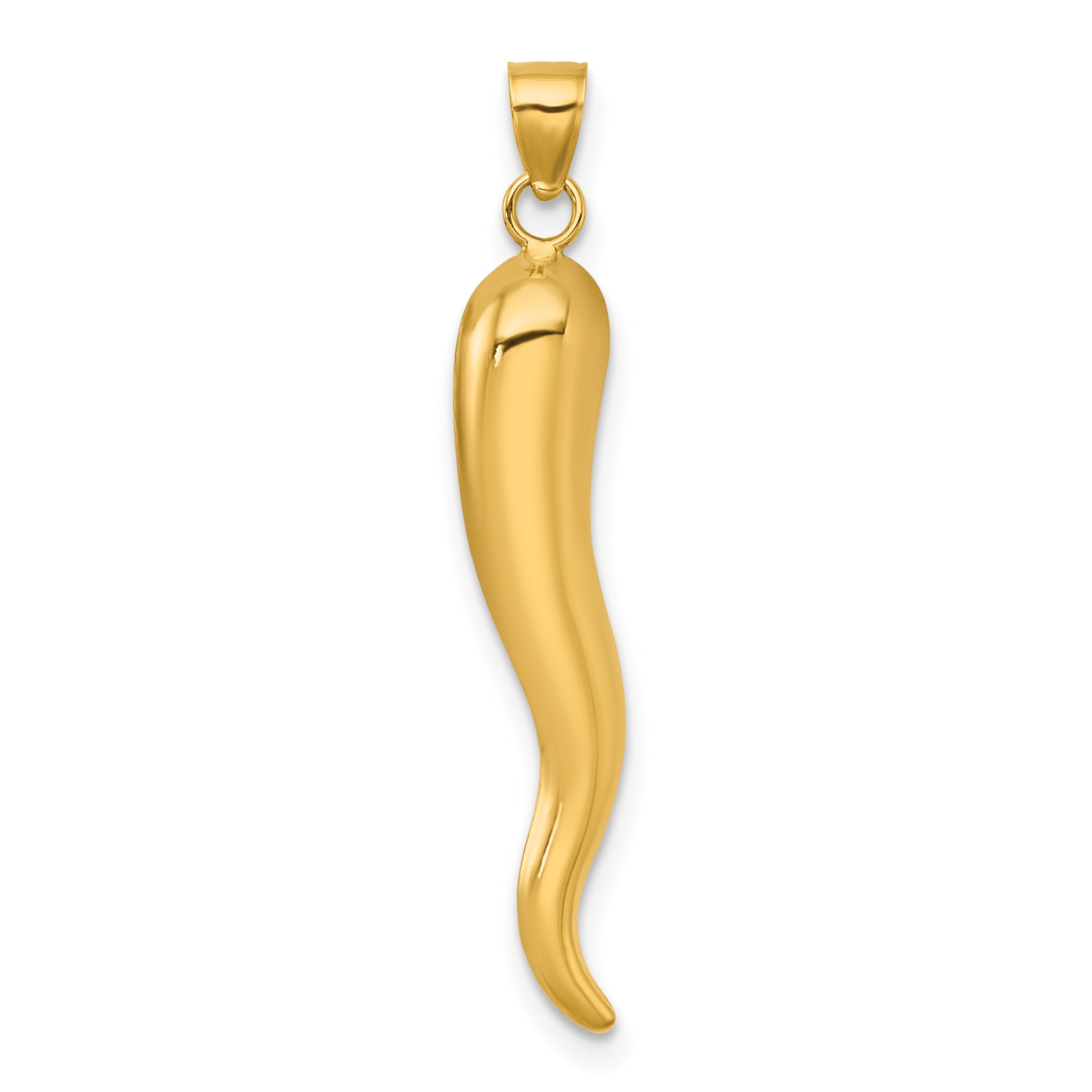14k Polished Hollow 3D Italian Horn Pendant Main image