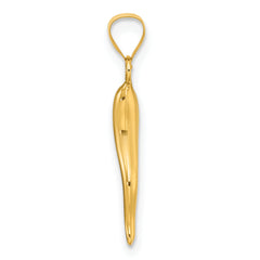 14k Polished Hollow 3D Italian Horn Pendant