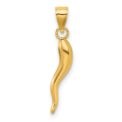 14k Polished Hollow 3D Italian Horn Pendant