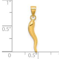 14k Polished Hollow 3D Italian Horn Pendant