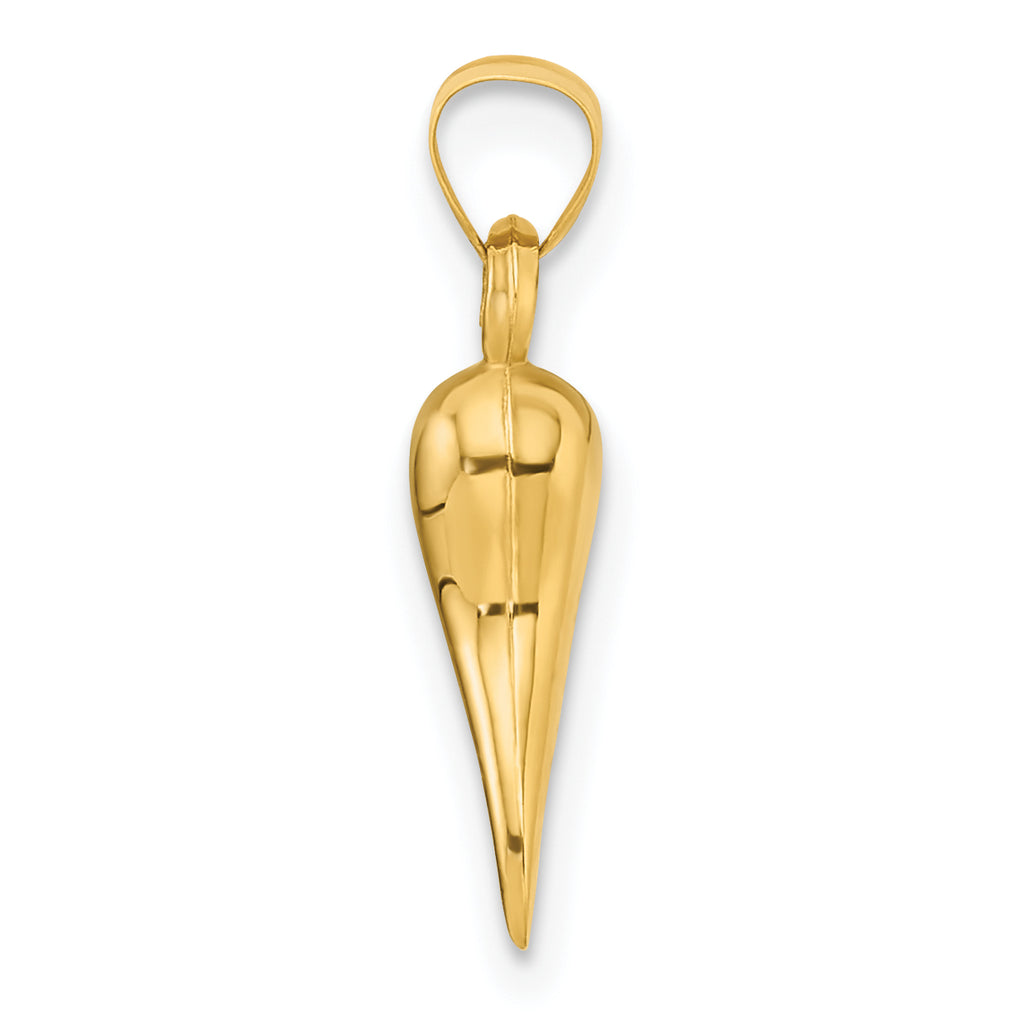 14k Polished Hollow 3D Italian Horn Pendant