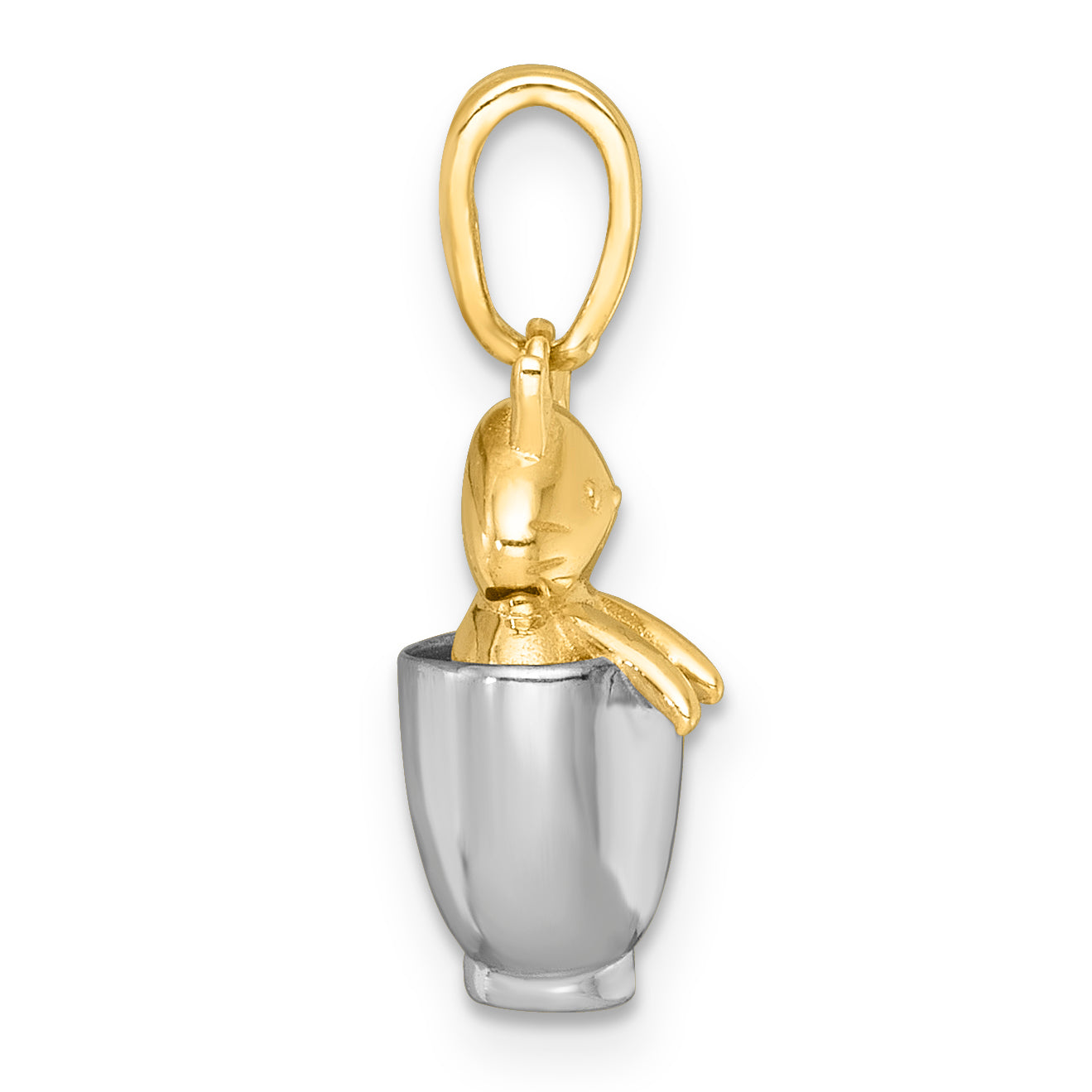 14k with White Rhodium Polished 3-D Cat In Mug Charm