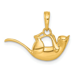 14k Polished 3-D Cat Hanging Charm