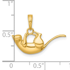 14k Polished 3-D Cat Hanging Charm