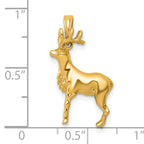 14k Polished 3-D Reindeer Charm