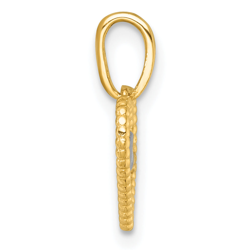 14k with White Rhodium Reversible Polished Waves In Heart Charm
