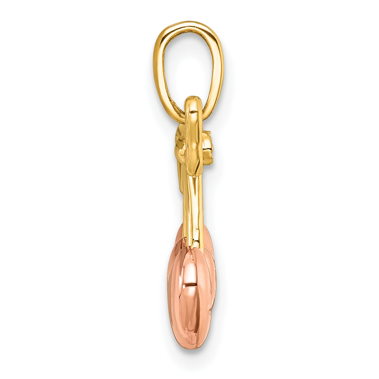 14k with White Rhodium and Rose-plating Polished Heart Cherries Charm Secondary image