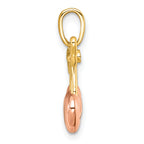 14k with White Rhodium and Rose-plating Polished Heart Cherries Charm