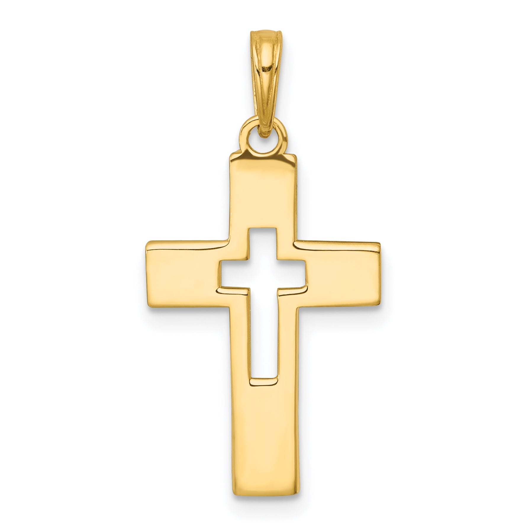 14K Polished Cut-Out Latin Cross Charm