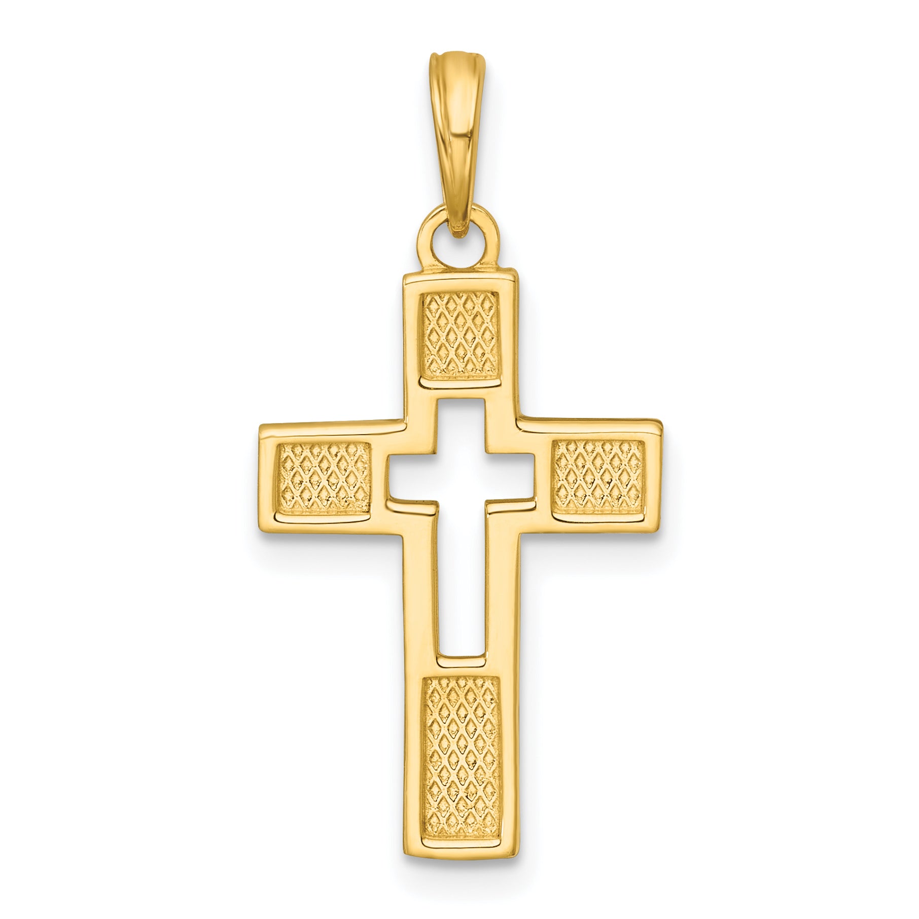 14K Polished Cut-Out Latin Cross Charm Main image