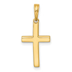 14K with White Rhodium Diamond-cut Latin Cross Pendant