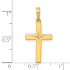 14K with White Rhodium Diamond-cut Latin Cross Pendant