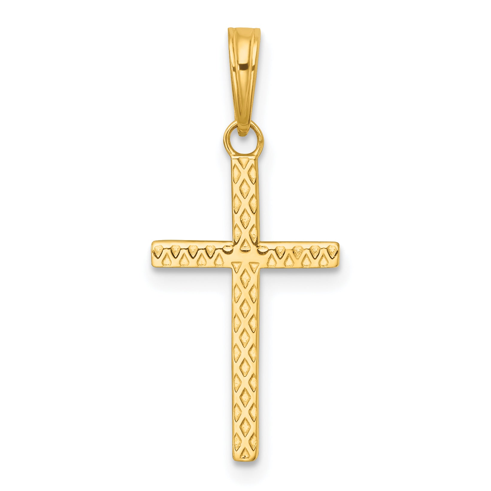 14k Polished Textured Cross Pendant Main image