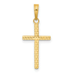 14k Polished Textured Cross Pendant
