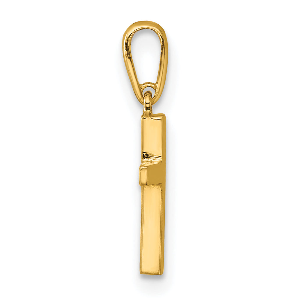 14k Polished Knife Edge Top Latin Cross Charm / Pendant