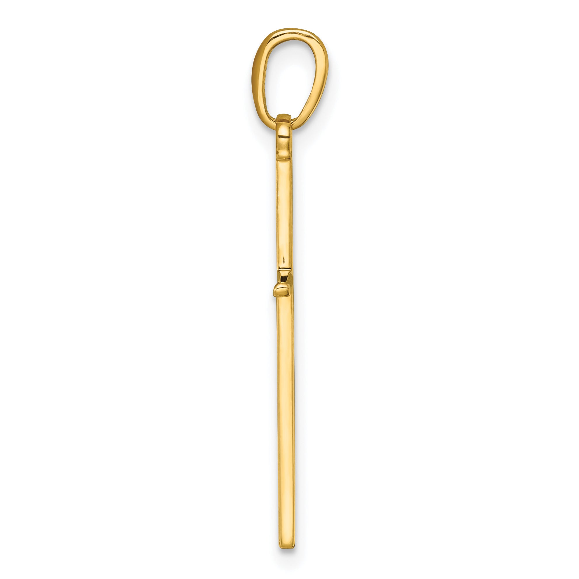 14K 3-D and Polished Stick Cross Pendant