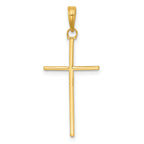 14K 3-D and Polished Stick Cross Pendant