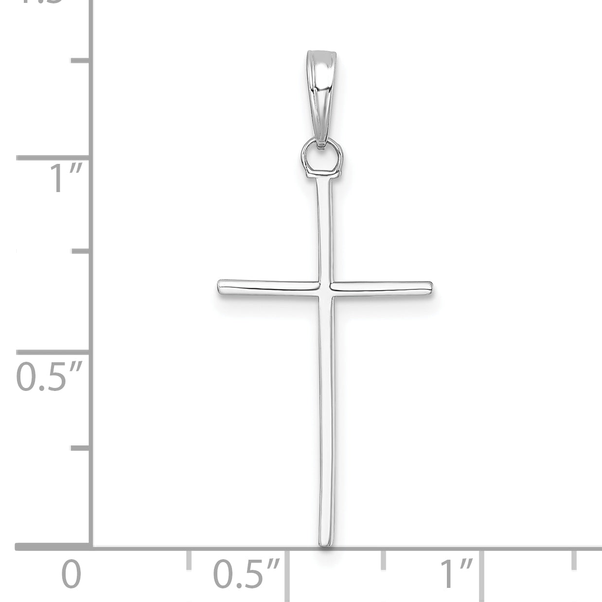 14K White Gold 3-D and Polished Stick Cross Pendant