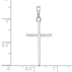 14K White Gold 3-D and Polished Stick Cross Pendant