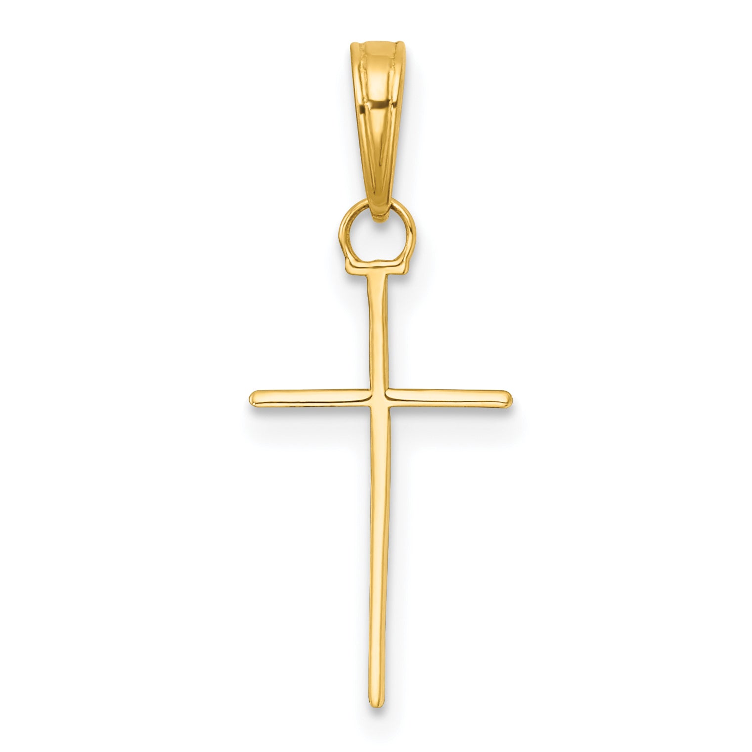 14K 3-D and Polished Stick Cross Charm Main image
