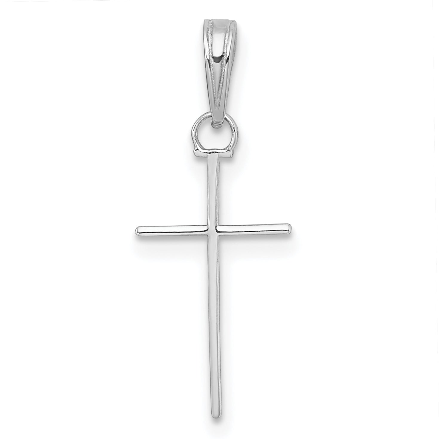 14K White Gold 3-D and Polished Stick Cross Charm Main image