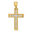 14k Polished with Rhodium Diamond-cut Textured Fancy Latin Cross Pendant