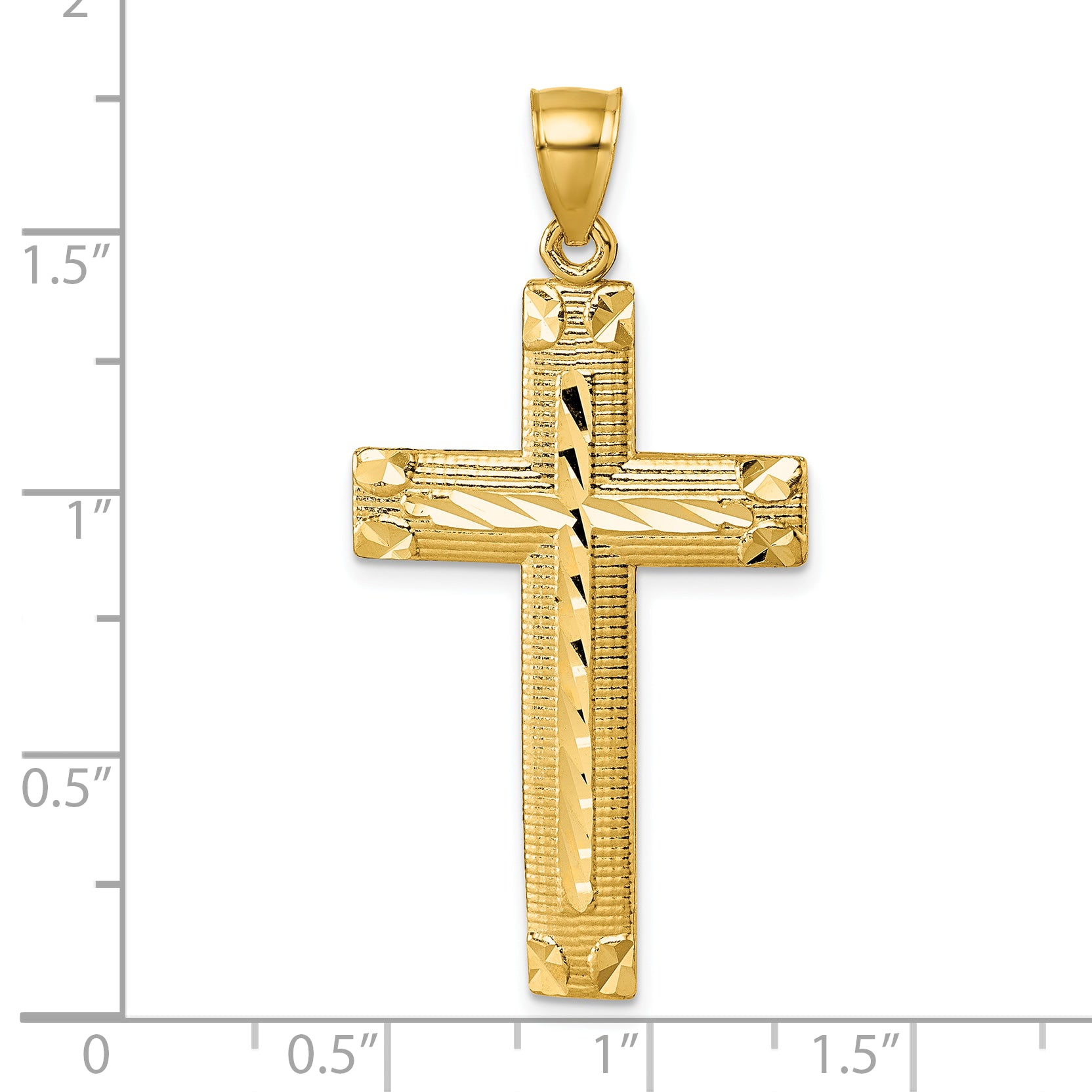 14K Polished Diamond-cut Textured Fancy Latin Cross Pendant