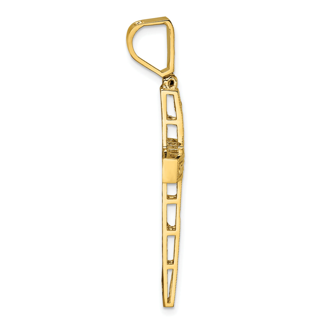 14k Polished Diamond-cut Fancy Latin Cross Pendant