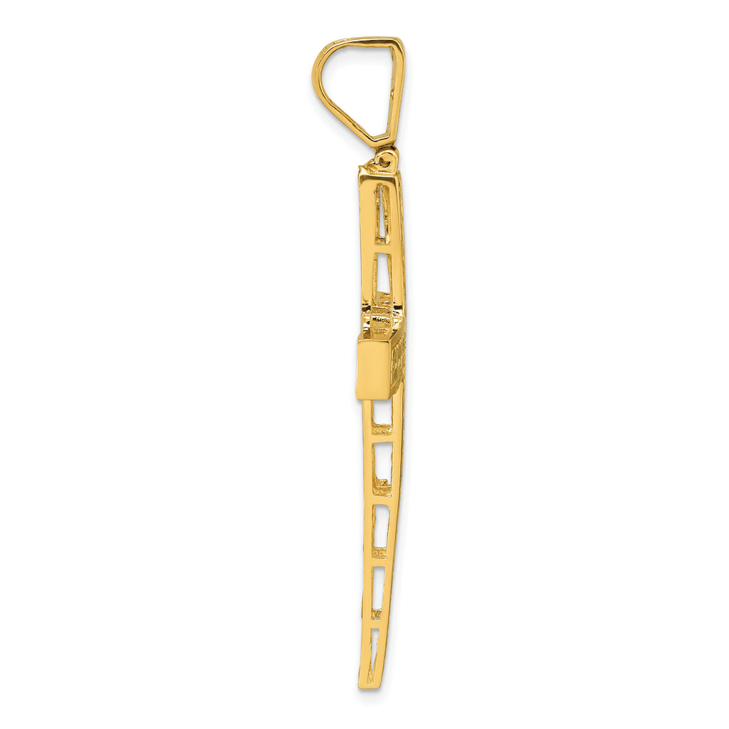 14k Polished Diamond-cut Fancy Latin Cross Pendant