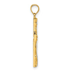 14k and Rhodium Polished Floral Tree with Leaves Hollow Back Cross Pendant