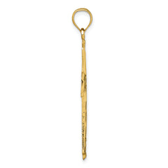 14k Polished Diamond-cut Textured Fancy Cross Pendant
