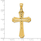 14k Polished Diamond-cut Textured Fancy Cross Pendant