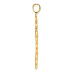 14k Polished Diamond-cut Textured Fancy Link Design Latin Cross Pendant