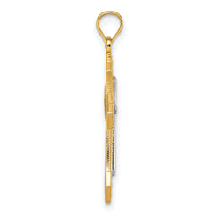 14k Two-tone Diamond-cut Polished Passion Cross Pendant