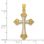 14k Two-tone Diamond-cut Polished Passion Cross Pendant