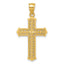 14k Polished Diamond-cut Textured Fancy Pierced Design Cross Pendant