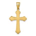 14k Polished Diamond-cut Textured Fancy Budded Cross Pendant